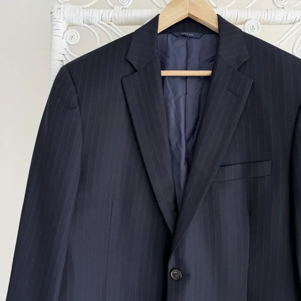 Brooks Brothers Jacket 40R Navy Wool 1818 Madison Chalk Stripe Blazer Italy Made